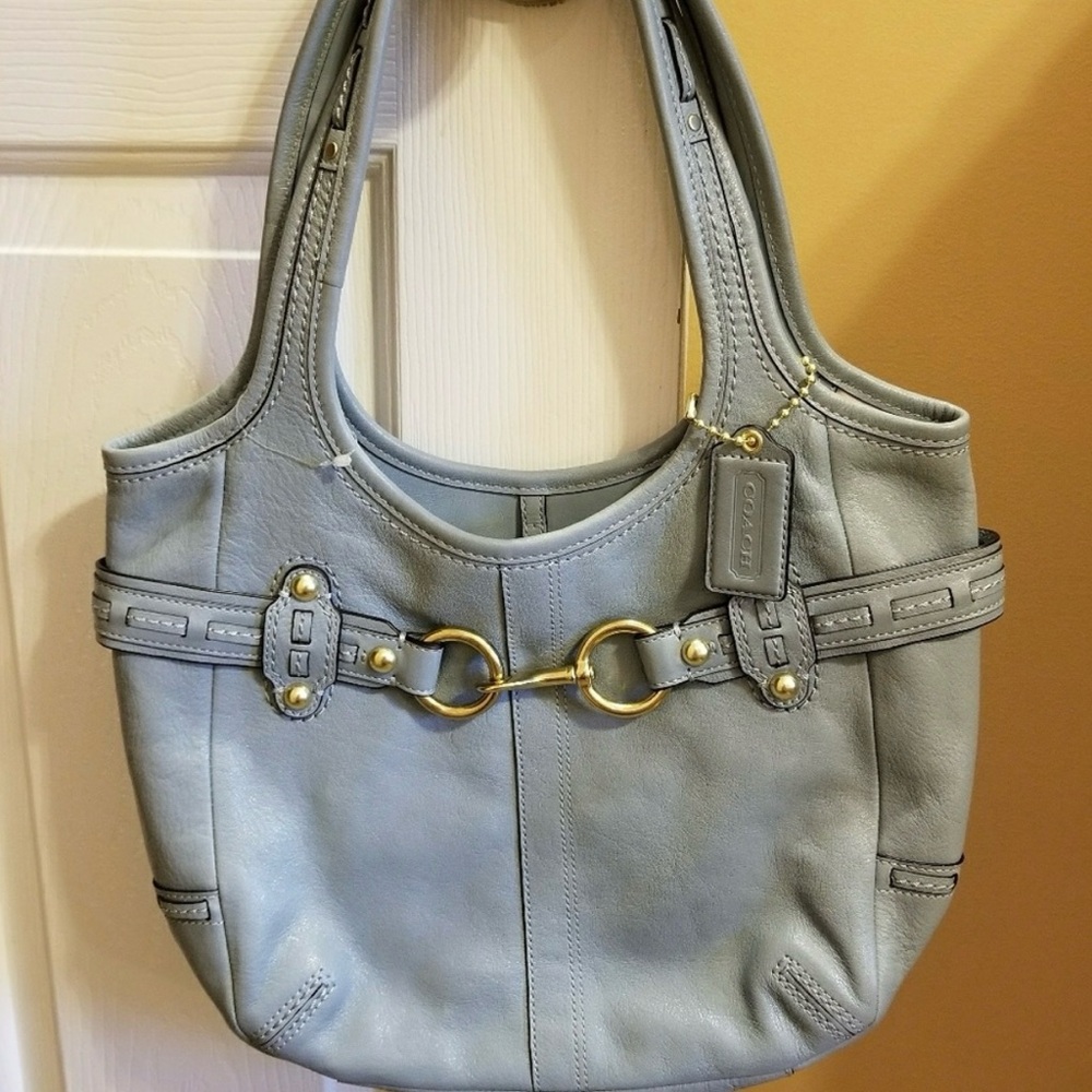 Coach Light Blue Leather Shoulder Bag